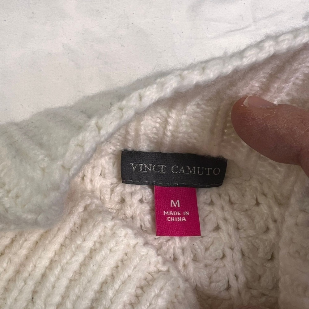 Vince Camuto Sweater Womens M Chunky Cable Knit Chain Detail Pull Over A040124 - Picture 3 of 6